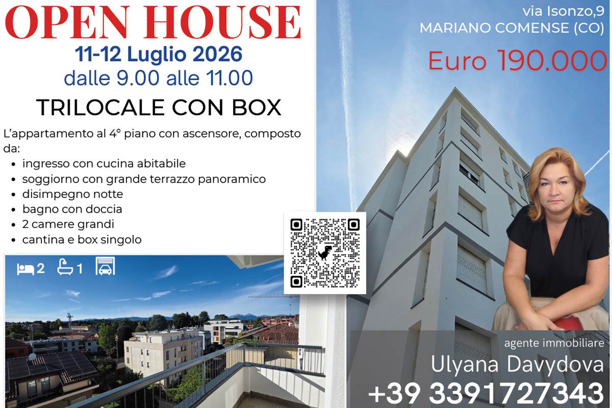 Ampio Trilocale con Terrazzo Panoramico Mariano Comense Centro-Stazione 
