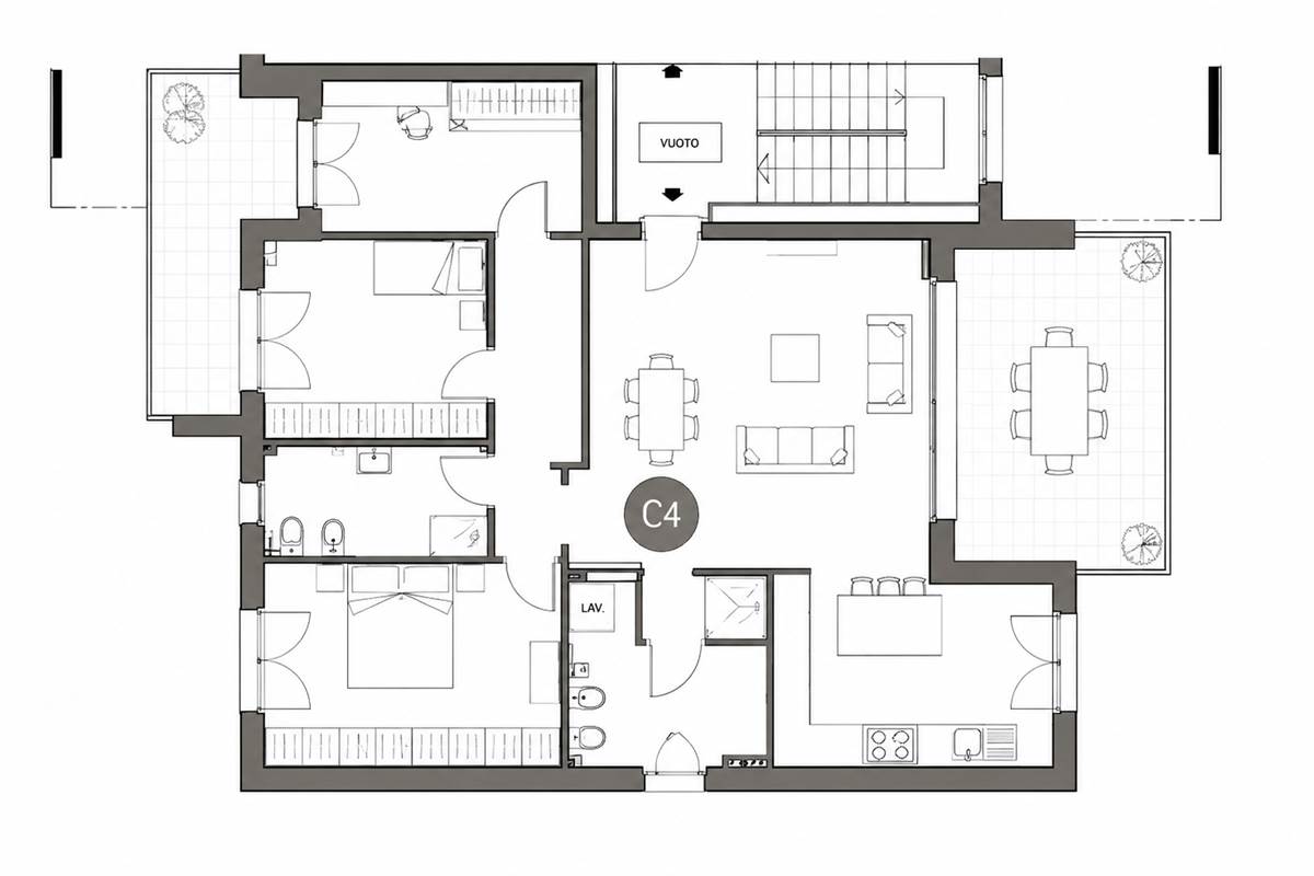 ROVELLASCA NUOVO QUADRILOCALE CON TERRAZZO